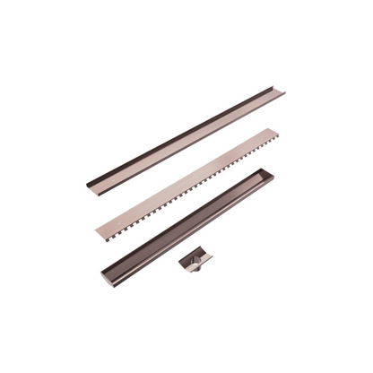 Tile Insert V Channel 900x82mm Floor Grate 50mm Outlet Brushed Bronze - NRFG002HSBZ