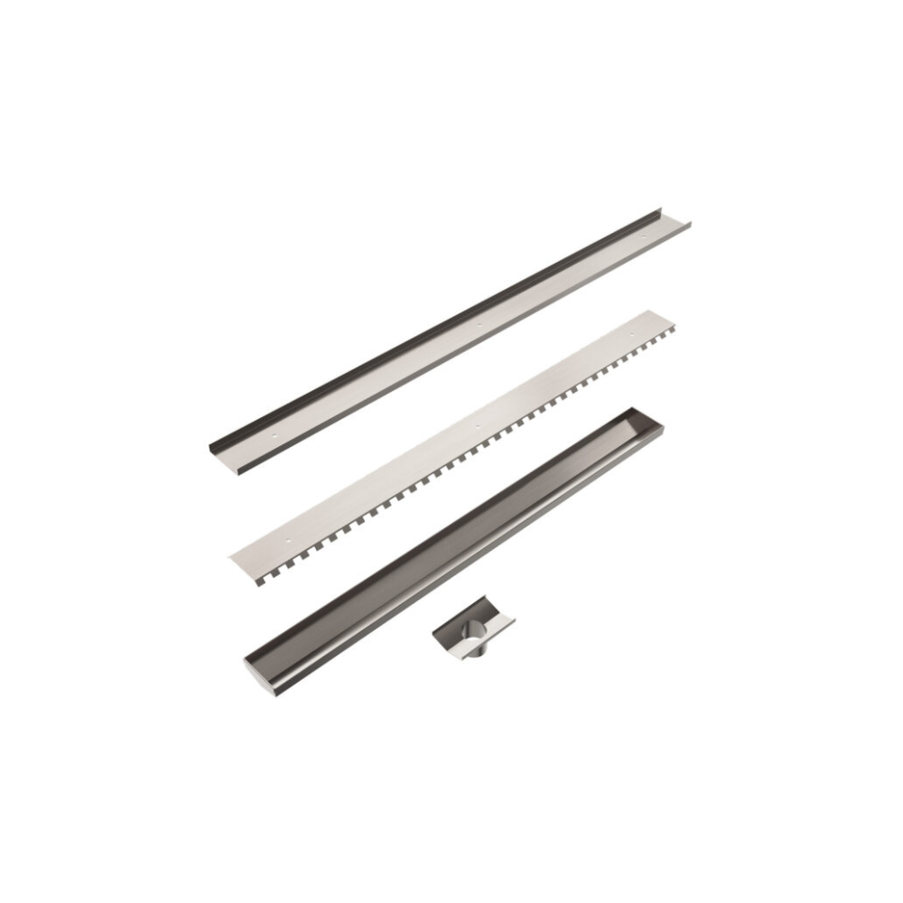 Tile Insert V Channel 900x82mm Floor Grate 50mm Outlet Brushed Nickel - NRFG002HSBN