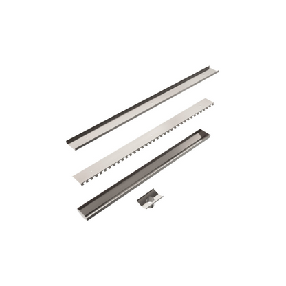 Tile Insert V Channel 900x82mm Floor Grate 50mm Outlet Brushed Nickel - NRFG002HSBN