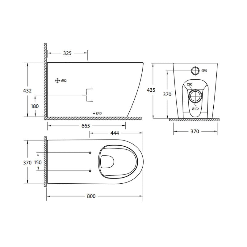 Toilet Pan 800mm AS1428.1 DDA - White Seat - HDC692-HEBTW