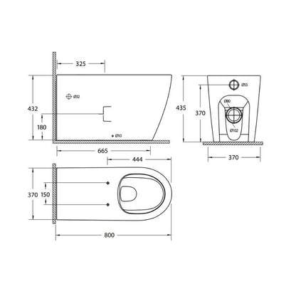 Toilet Pan 800mm AS1428.1 DDA - White Seat - HDC692-HEBTW