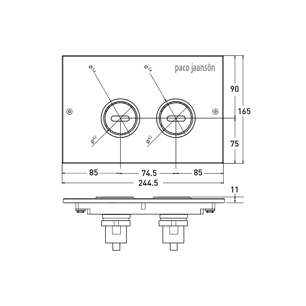 Toilet Robust Care Flush Button Panel Pneumatic For PJ-G30035 II Cistern Chrome - PJ-GRB001-SS