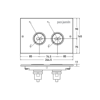 Toilet Robust Care Flush Button Panel Pneumatic For PJ-G30035 II Cistern Chrome - PJ-GRB001-SS