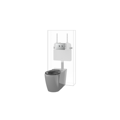 Toilet Suite 800mm Pan AS1428.1 DDA In Wall Cistern Grey Seat Raised Button Panel Chrome - HDC692-HEBTGC