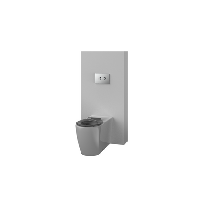 Toilet Suite 800mm Pan AS1428.1 DDA In Wall Cistern Grey Seat Raised Button Panel Chrome - HDC692-HEBTGC