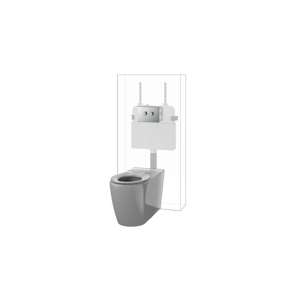 Toilet Suite 800mm Pan AS1428.1 DDA In Wall Cistern White Seat Raised Button Panel Chrome - HDC692-HEBTWC