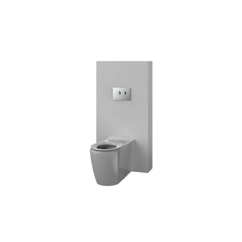 Toilet Suite 800mm Pan AS1428.1 DDA In Wall Cistern White Seat Raised Button Panel Chrome - HDC692-HEBTWC