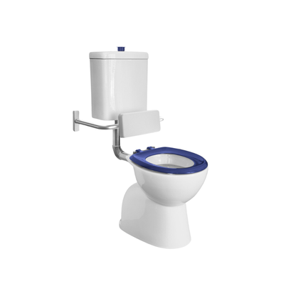 Toilet Suite 800mm Pan AS1428.1 DDA Accessible Raised Button Blue Seat and Button - HDC615-HG-583-WBB