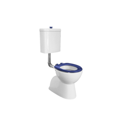 Toilet Suite 800mm Pan AS1428.1 DDA Raised Button Blue Seat and Button - HDC615-HG-583-WBB