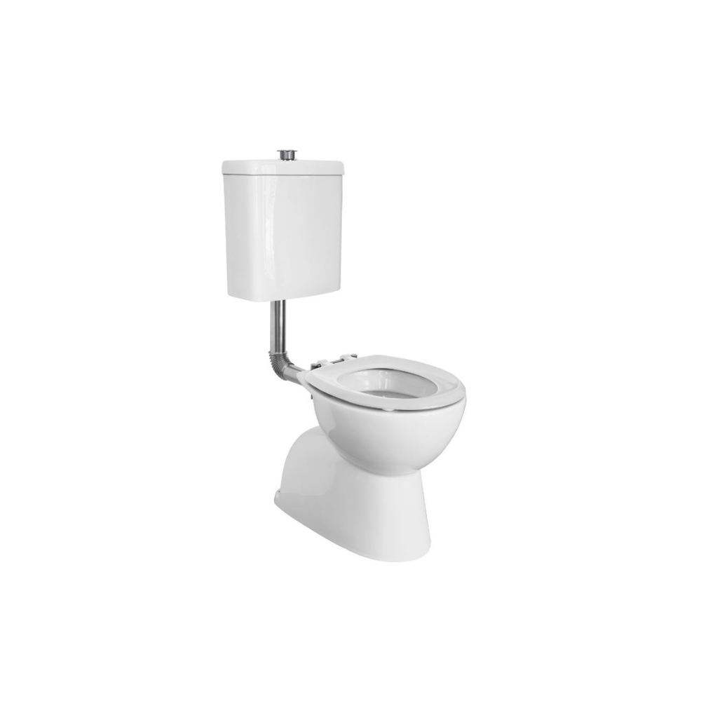 Toilet Suite 800mm Pan AS1428.1 DDA Raised Button White Seat and Button - HDC615-HG-583-WWC