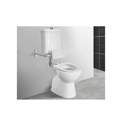 Toilet Suite 800mm Pan AS1428.1 DDA Accessible Raised Chrome Button and White Seat - HDC615-HG-583-WWC