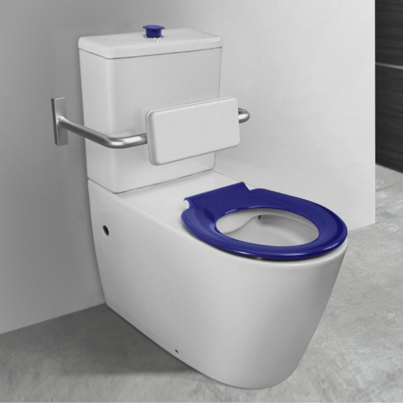 Toilet Suite 800mm Pan AS1428.1 DDA With Raised Blue Button and Seat - Bottom Inlet - HDC692-HEP-800-WBB-B/I