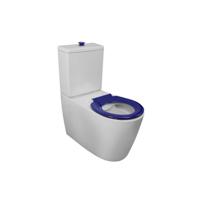 Toilet Suite 800mm Pan AS1428.1 DDA With Raised Blue Button and Seat - Rear Inlet - HDC692-HEP-800-WBB-R/I