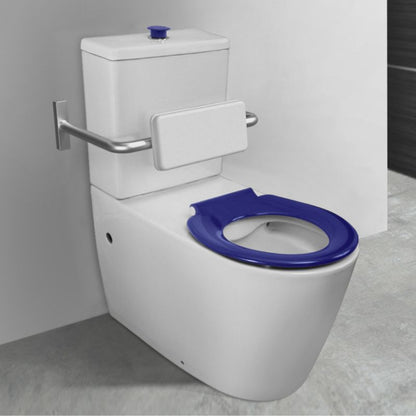 Toilet Suite 800mm Pan AS1428.1 DDA With Raised Blue Button and Seat - Rear Inlet - HDC692-HEP-800-WBB-R/I