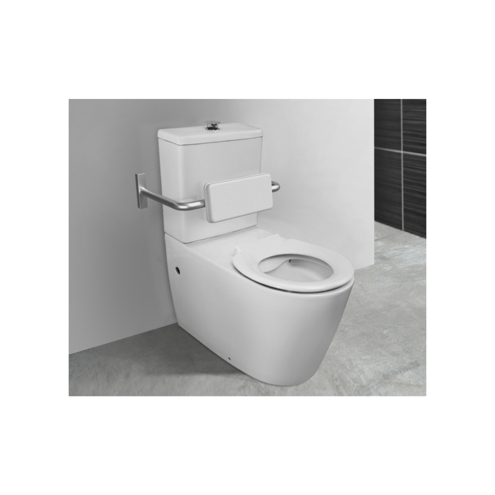 Toilet Suite 800mm Pan AS1428.1 DDA Accessible With Raised Chrome Button and White Seat - Bottom Inlet - HDC692-HEP-800-WWC-B/I