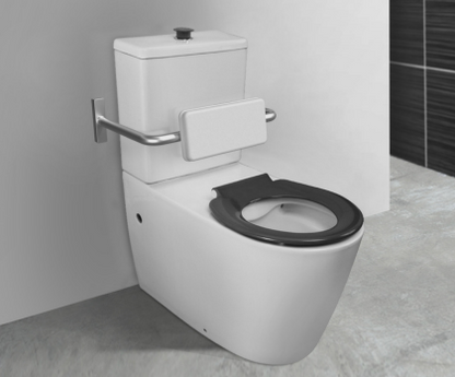 Toilet Suite 800mm Pan AS1428.1 DDA With Raised Grey Button and Seat - Bottom Inlet - HDC692-HEP-800-WGG-B/I
