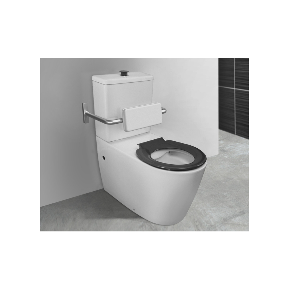 Toilet Suite 800mm Pan AS1428.1 DDA Accessible With Raised Grey Button and Seat - Rear Inlet - HDC692-HEP-800-WGG-R/I