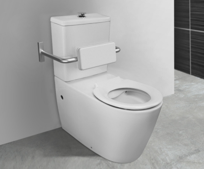 Toilet Suite 800mm Pan AS1428.1 DDA With Raised White Button and Seat - Rear Inlet - HDC692-HEP-800-WWC-R/I