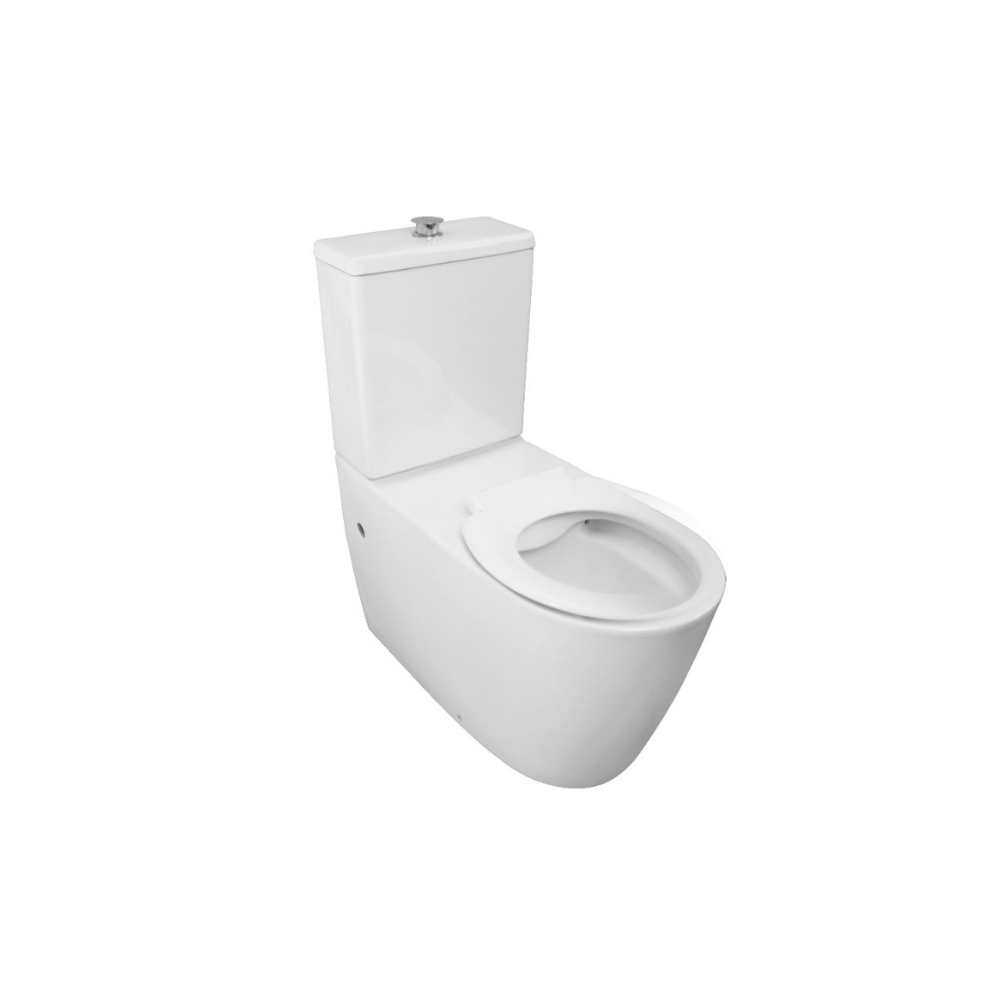 Toilet Suite 800mm Pan AS1428.1 DDA With Raised White Button and Seat - Rear Inlet - HDC692-HEP-800-WWC-R/I