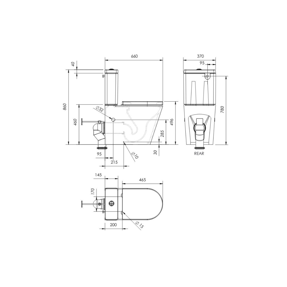 Toilet Suite Care Ambulant Wall Face - HDC683HP + (BOC3187 soft close seat)