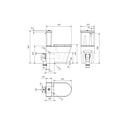 Toilet Suite Care Ambulant Wall Face - HDC683HP + (BOC3187 soft close seat)