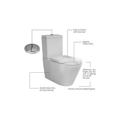 Toilet Suite Care Ambulant Wall Face - HDC683HP + (BOC3187 soft close seat)