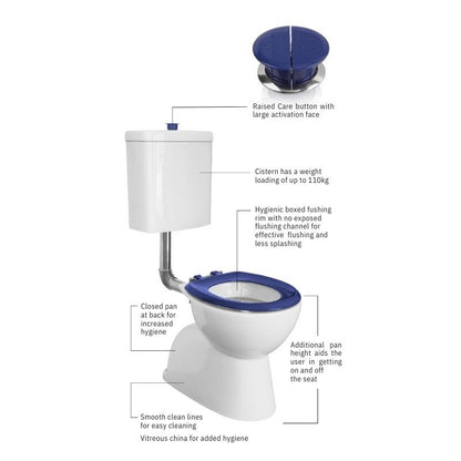 Toilet Suite Care Link (raise height + button) Blue Seat & Button