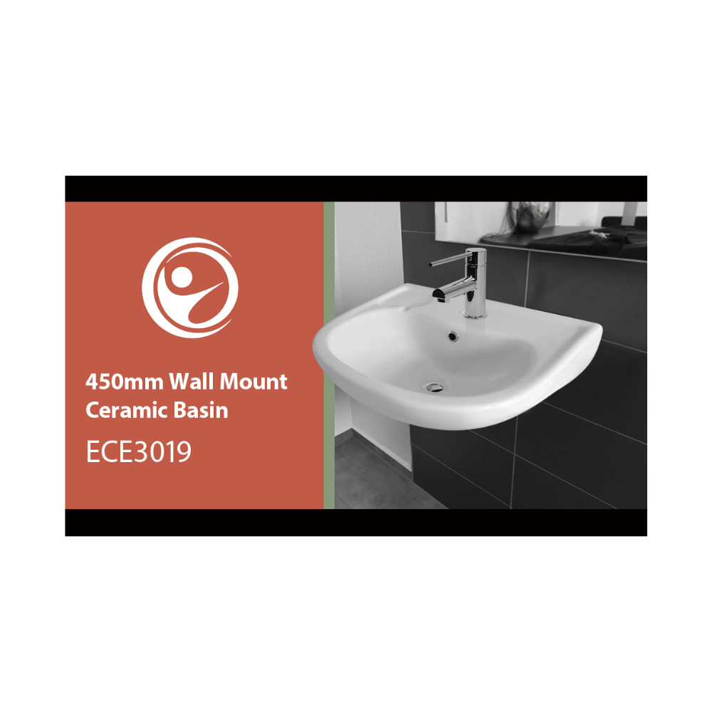 Washbasin DDA AS1428.1 Accessible 450mm Wall Mount Ceramic White - ECE3019W