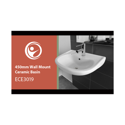 Washbasin DDA AS1428.1 Accessible 450mm Wall Mount Ceramic White - ECE3019W