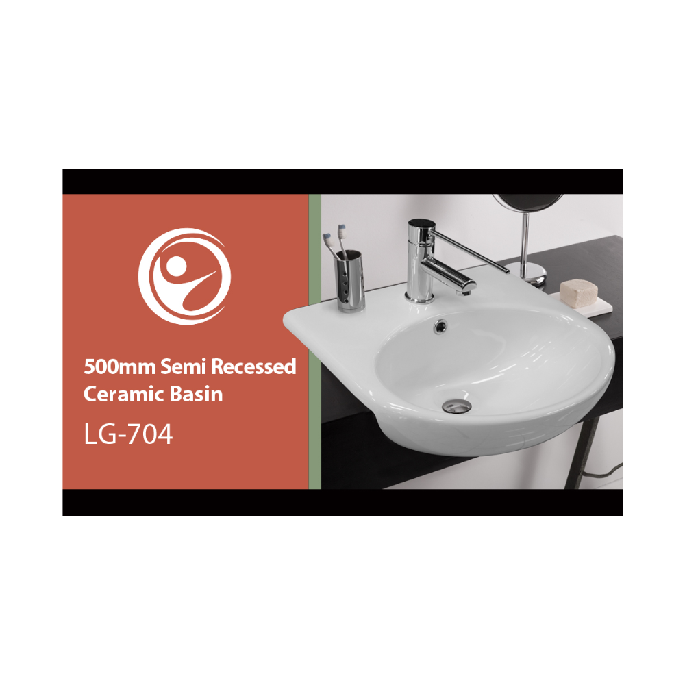 Washbasin DDA AS1428.1 Accessible Care 500mm Roma Semi-Recessed Ceramic - LG-704