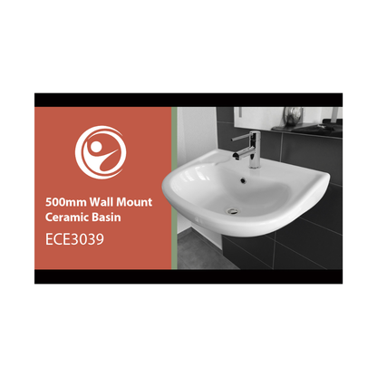 Washbasin DDA AS1428.1 Accessible Care 500mm Wall Mount Ceramic White - ECE3039W