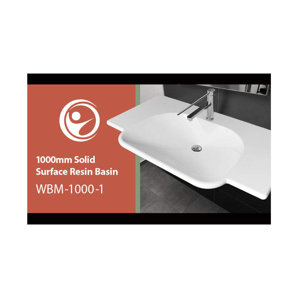 Washbasin DDA AS1428.1 Accessible Solid Surface Resin 1000mm Gloss White - WBM-1000-1W
