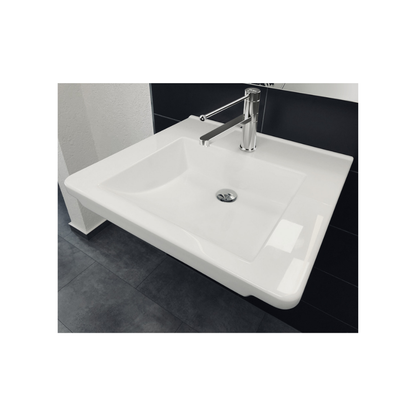 Washbasin DDA AS1428.1 Accessible Solid Surface Resin 600mm Gloss White - WBM-601-ECO-1W