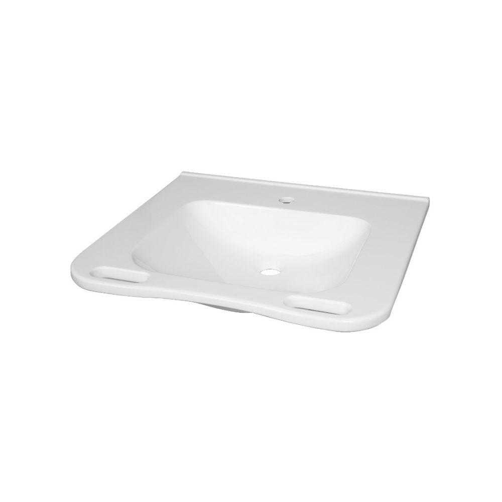 Washbasin DDA AS1428.1 Accessible Solid Surface Resin With Front Handles 600mm Gloss White - WBM-602-ECO-1W