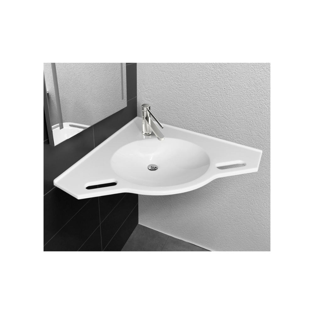 Washbasin DDA AS1428.1 Accessible Solid Surface Resin with Front Handles 997mm Gloss White - WBM-EW-CORNERW