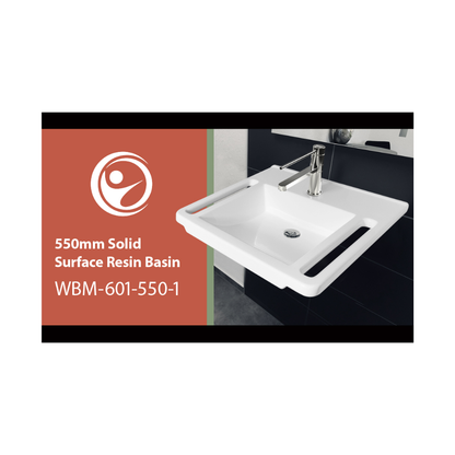 Washbasin DDA AS1428.1 Accessible Solid Surface Resin With Side Handles 550mm Gloss White - WBM-601-550-1W
