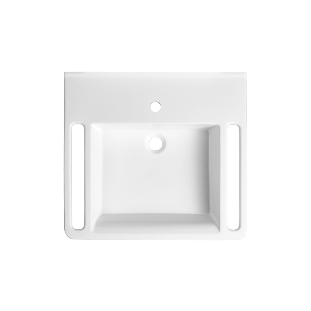 Washbasin DDA AS1428.1 Accessible Solid Surface Resin With Side Handles 600mm Gloss White - WBM-603-1W