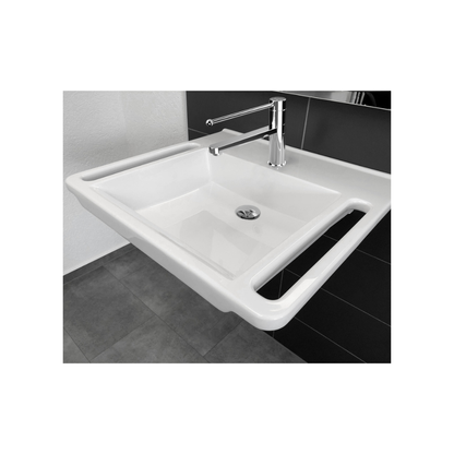 Washbasin DDA AS1428.1 Accessible Solid Surface Resin With Side Handles 600mm Gloss White - WBM-603-1W