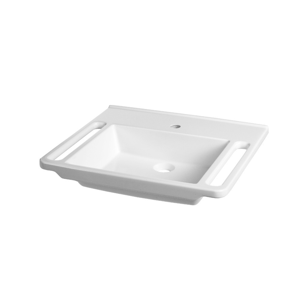 Washbasin DDA AS1428.1 Accessible Solid Surface Resin With Side Handles 600mm Gloss White - WBM-603-1W