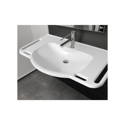 Washbasin DDA AS1428.1 Accessible Solid Surface Resin With Side and Front Handles 1000mm Gloss White - WBM-1002-1W
