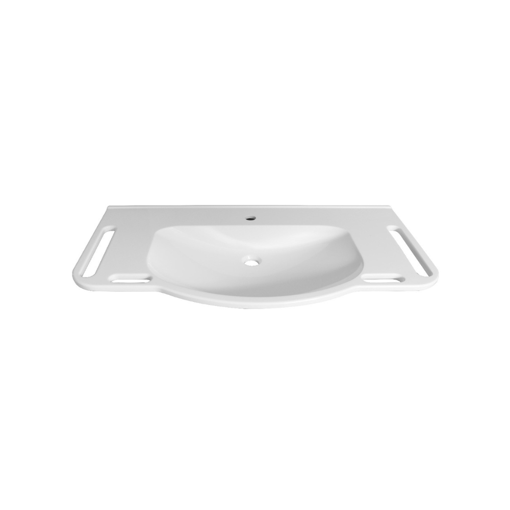 Washbasin DDA AS1428.1 Accessible Solid Surface Resin With Side and Front Handles 1000mm Gloss White - WBM-1002-1W