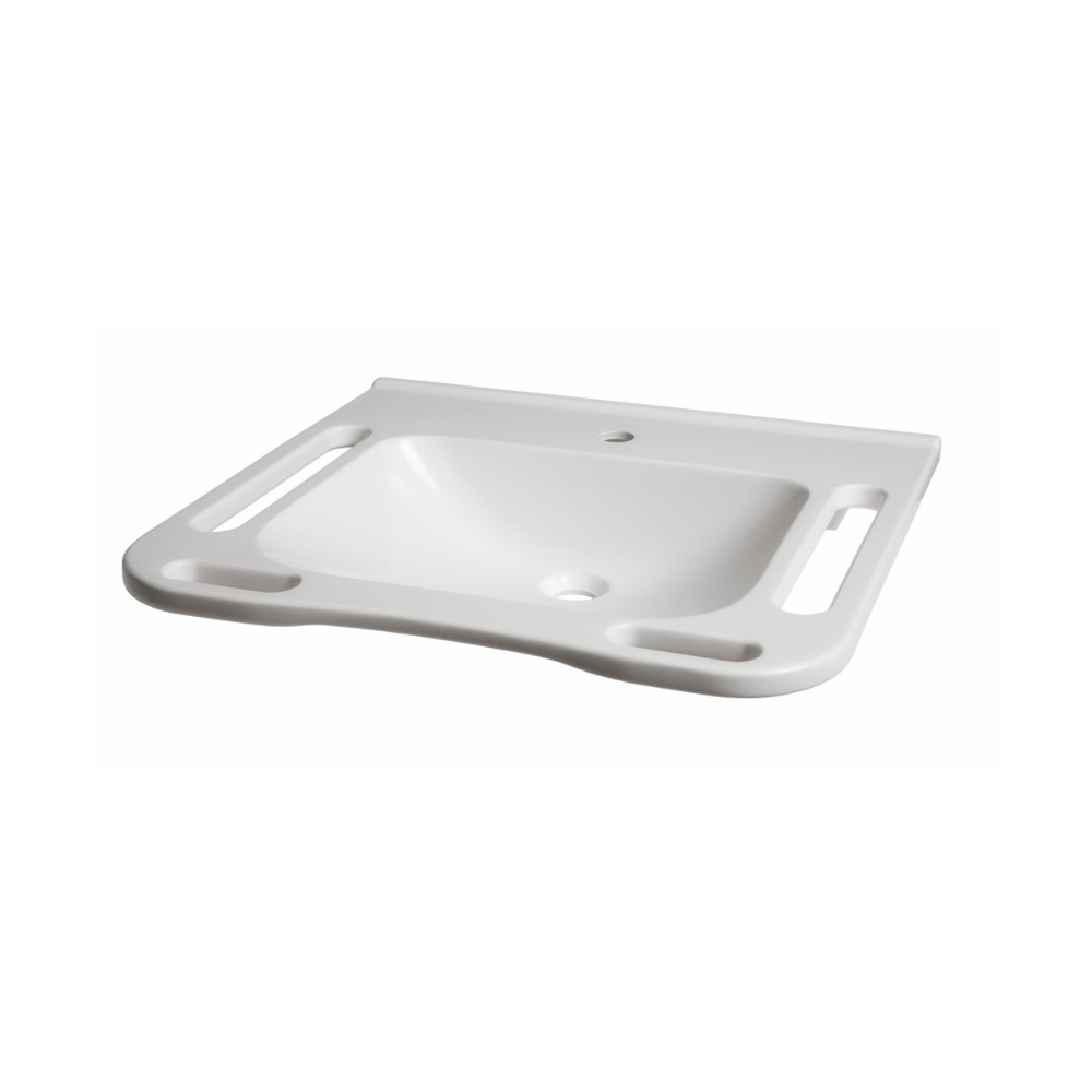 Washbasin DDA AS1428.1 Accessible Solid Surface Resin With Side and Front Handles 550mm Gloss White - WBM-602-550-1W