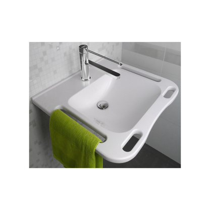 Washbasin DDA AS1428.1 Accessible Solid Surface Resin With Side and Front Handles 600mm Gloss White - WBM-602-1W