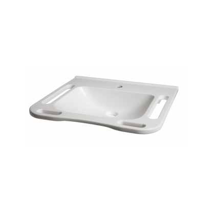 Washbasin DDA AS1428.1 Accessible Solid Surface Resin With Side and Front Handles 600mm Gloss White - WBM-602-1W