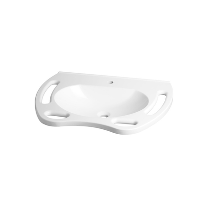 Washbasin DDA AS1428.1 Accessible Solid Surface Resin With Side and Front Handles 700mm Gloss White - WBM-700-1W