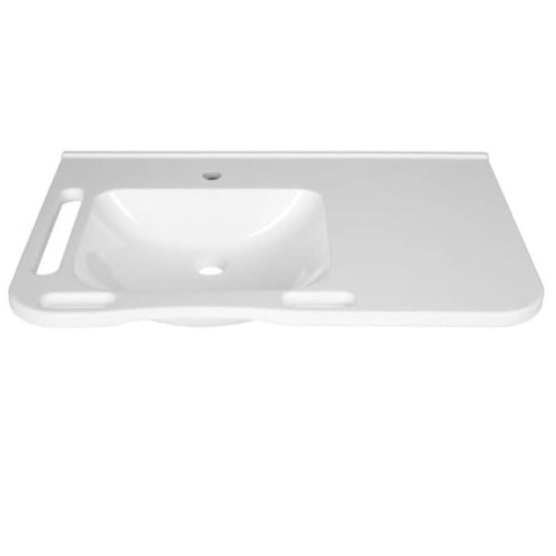 Washbasin Left Hand Solid Surface Resin 845mm Gloss White - WBM-802-L-1W