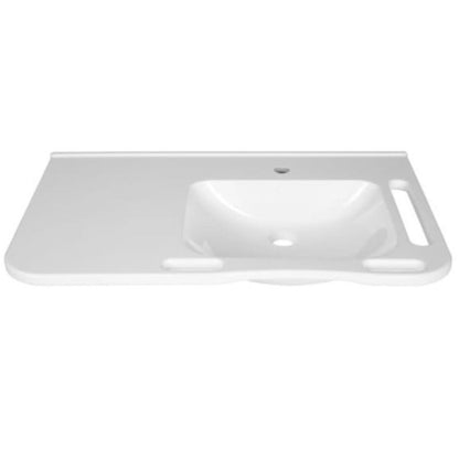 Washbasin Right Hand Solid Surface Resin 845mm Gloss White - WBM-802-R-1W