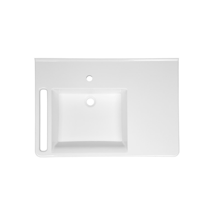 Washbasin Sink DDA AS1428.1 Accessible Modern Wall Hung Left Hand Bowl with Side Handle 800mm Gloss White - WBM-803-L-1W
