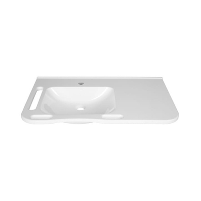 Washbasin Sink DDA AS1428.1 Accessible Modern Wall Hung Left Hand Bowl with Side and Front Handles 845mm Gloss White - WBM-802-L-1W