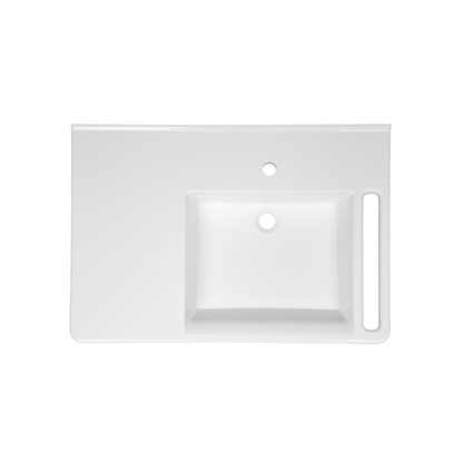 Washbasin Sink DDA AS1428.1 Accessible Modern Wall Hung Right Hand Bowl with Side Handle 800mm Gloss White - WBM-803-R-1W